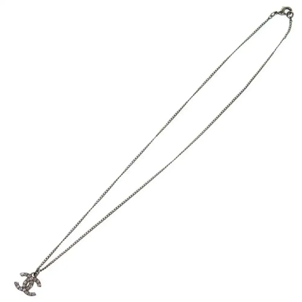 CHANEL Silver Logo Necklace